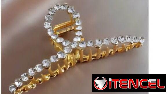 Pellizco de Metal color plateado con perla blanca 12. 5 cm Grande