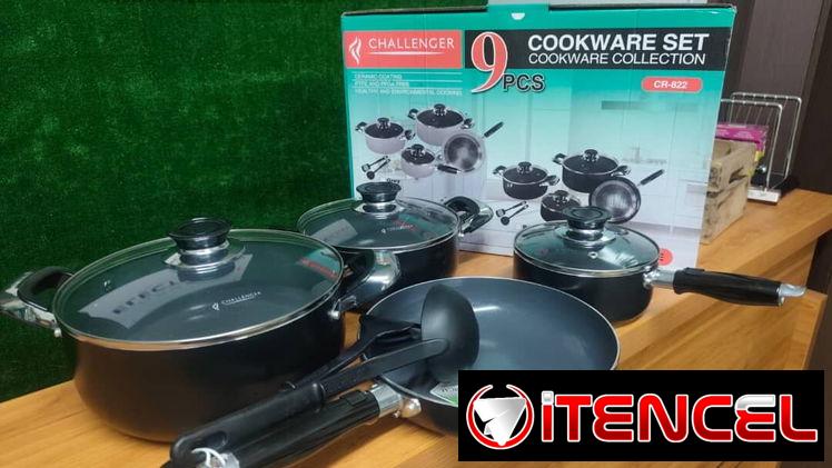 KIT DE CALDEROS DE INDUCCIÓN CHALLENGER + 2 cucharones*  *Precio: 60 usd* Color: negro, gris