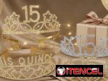 Bandas de feliz cumpleaños y coronas de quinceañeras