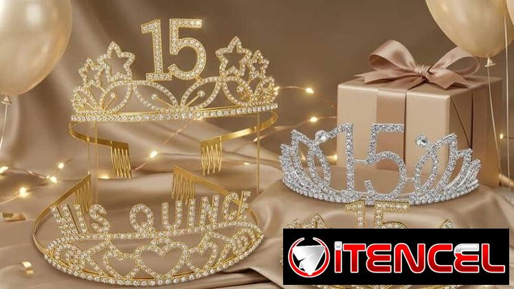 Bandas de feliz cumpleaños y coronas de quinceañeras
