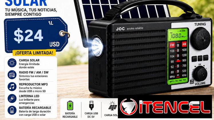 Radio solar , ventilador de techo recargable, compresor recargable, cámaras solares