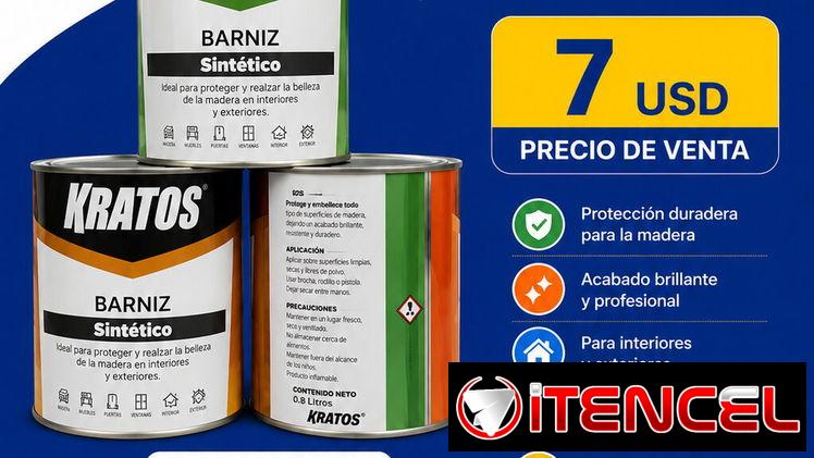 Barniz Sintético Kratos 0.8 lts. Color Verde, Naranja