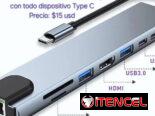 HUB Tipo C 8 en 1 – ¡Compatible con Mac y más! Si usted no tiene tipo C contamos con adaptador a USB tipo A