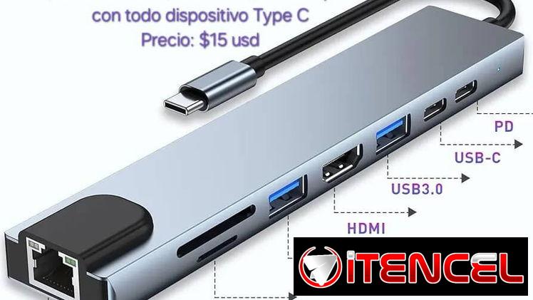 HUB Tipo C 8 en 1 – ¡Compatible con Mac y más! Si usted no tiene tipo C contamos con adaptador a USB tipo A