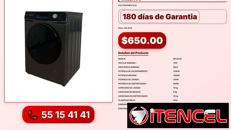 LAVADORA SECADORA AL VAPOR 10KG MILEXUS VPT-0175