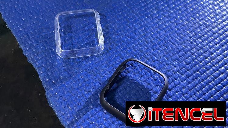 Marcos de protección rígidos negros y transparente para Apple Watch 44/45mm