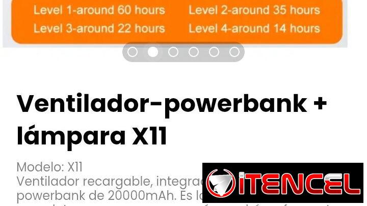 Ventilador-powerbank + lámpara X11 Modelo: X11