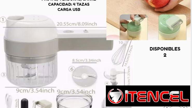 Cortador de alimentos 4 en 1 eléctrico portátil