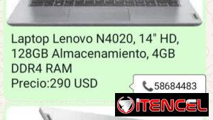 Laptop de 128GB de almacenamiento y 4GB de RAM, marca Lenovo, 14" HD, 📞👉🏻 58684483