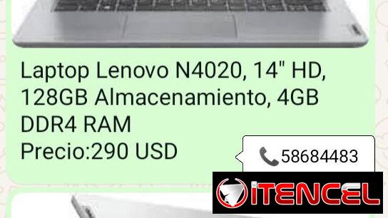 Laptop de 128GB de almacenamiento y 4GB de RAM, marca Lenovo, 14″ HD, 📞👉🏻 58684483