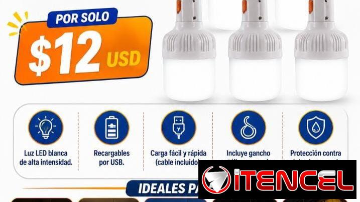 Combos de 5 Focos LED Recargables por USB de 10W