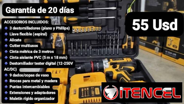 Taladro inalámbrico de alto rendimiento S.P.C 21v con kit de herramientas, Garantía de 20 días, Entrega por mínimo costo
