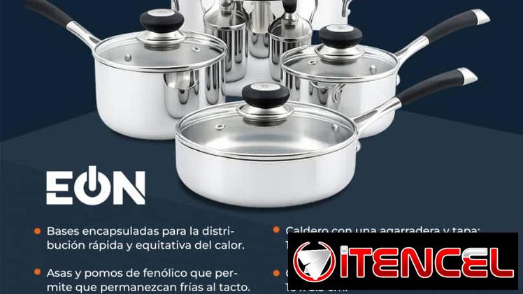 Juego de 8 piezas de calderos de acero inoxidable