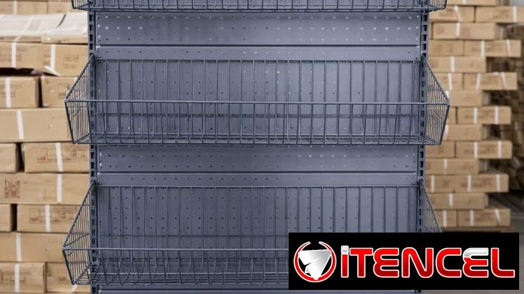 ESTANTE CON CESTAS METALICAS GRIS (Perforado)