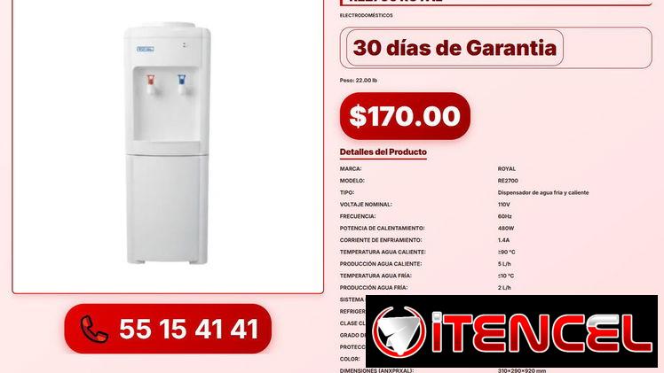DISPENSADOR DE AGUA FRÍA Y CALIENTE RE2700 ROYAL VPT-0104