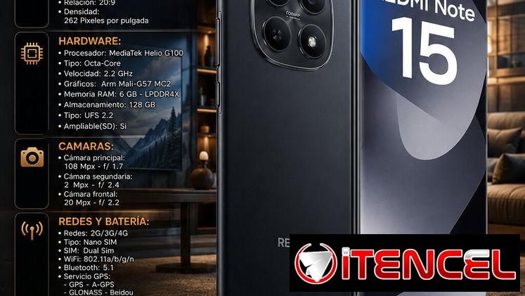🚀 6 / 128 🚀 XIOAMI REDMI NOTE 15 NEGRO DE 6 / 128 GB. MENSAJERÍA CON FACTURA Y GARANTÍA. 📲 54833699