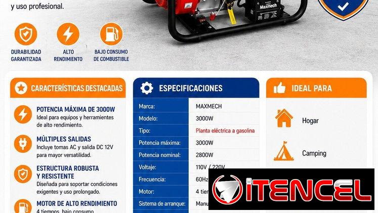 REBAJA, PLANTA ELÉCTRICA 3000W MAXMECH, ENTREGA DE FACTURA. VARIEDAD DE ELECTRODOMÉSTICOS, ETC