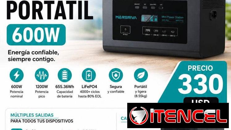 Estación portátil Marsriva MP6Pro 600w con 655wh