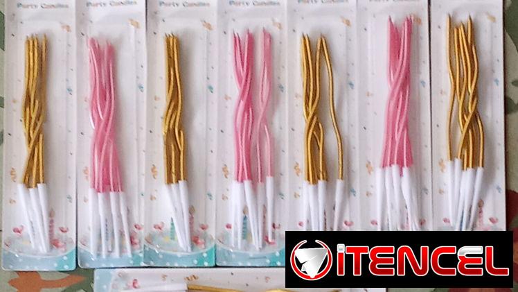 Velas espirales de Celebración Doradas y Rosadas