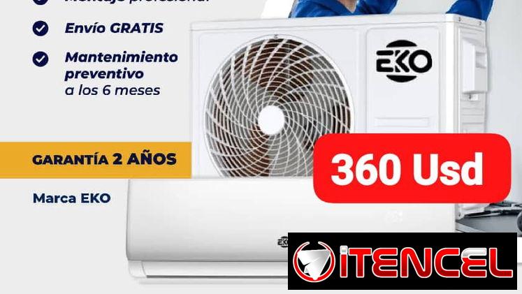 Split Eko 1 Ton con montaje. Incluye Protector de voltaje y soporte, Garantía de 2 años, Entrega gratis para toda La Hab