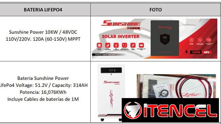 Convertidor solar 10k + bateria 16k