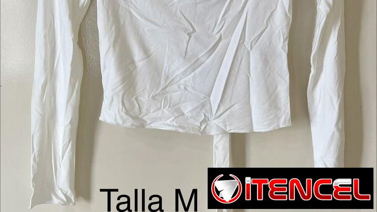 Crop top blanco , bustier, manga larga . Talla M