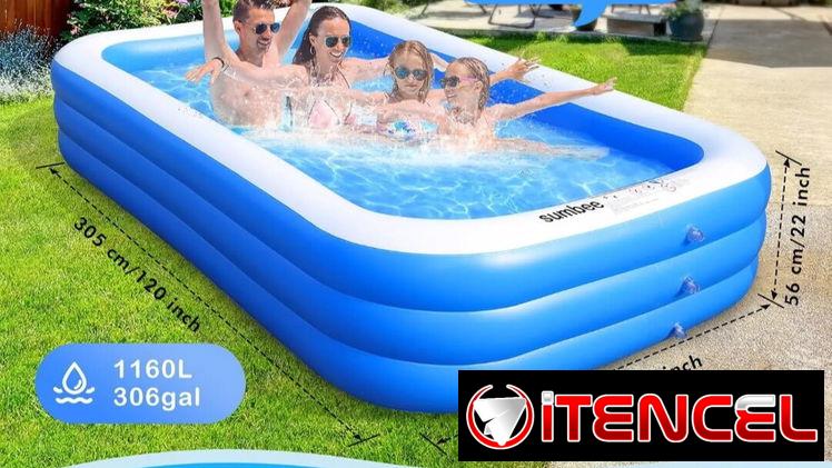 🔹Piscina inflable rectangular grande 🔸 Incluye bomba para inflar 💲90 usd