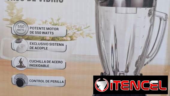 Licuadora con vaso vidrio MILEXUS. 550 watts, Mensajería disponible. Color: Rojo
