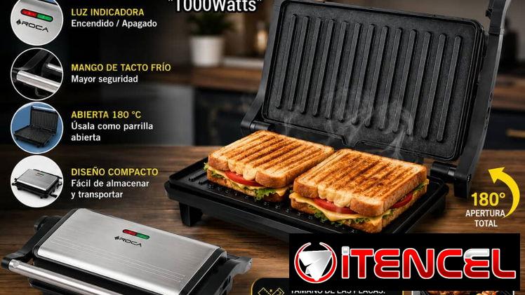 🥪🔥 PARRILLA DE PRENSA ROCA 1000W