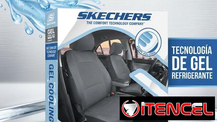 Skechers Fundas de asiento de automóvil, fundas de asiento de poliéster transpirable de alta calidad, color negro