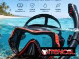 Careta y snorkel de buceo de visor panorámico cristal templado