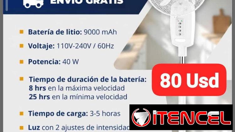 Ventilador Recargable de Pedestal Eko 16″, Garantía de 6 meses, Entrega gratis para toda La Habana