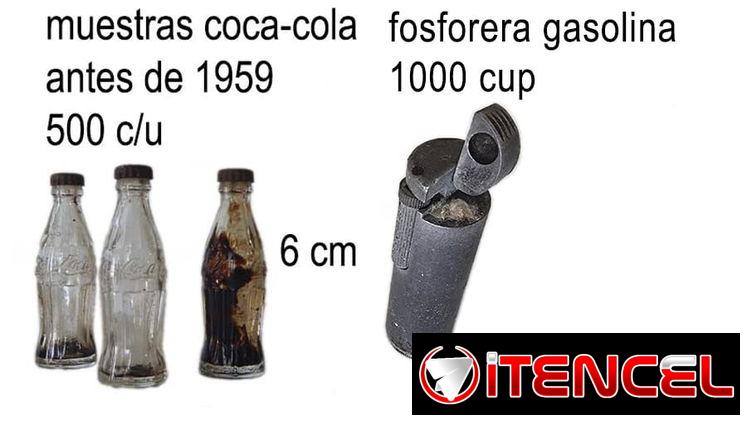 Mini botellitas de coca cola y fosforera en venta