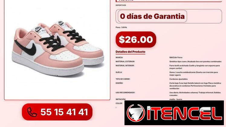 TENIS NIKE AIR FORCE ROSADO CON BLANCO Y NEGRO VPT-0290
