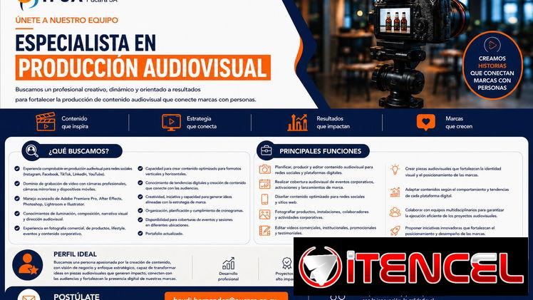 Oferta de empleo: Especialista en producción audiovisual