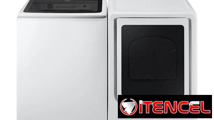 Lavadora y secadora Samsung WA52DG5400AW + DVG52DG5400W blancas (a gas)