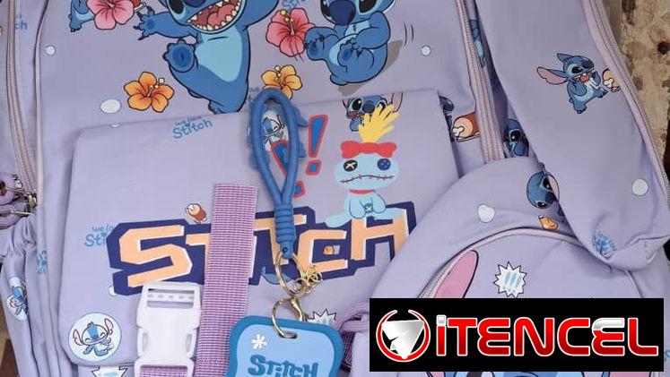 Mochila con merendero y cartuchera de Stitch