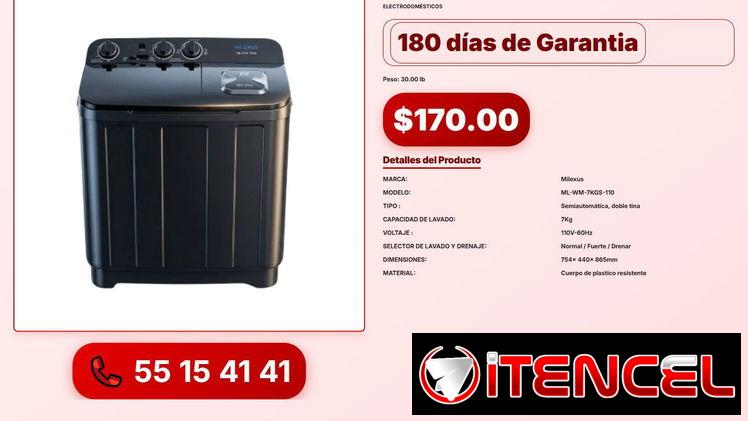 LAVADORA SEMIAUTOMÁTICA MILEXUS 7KG VPT-0176