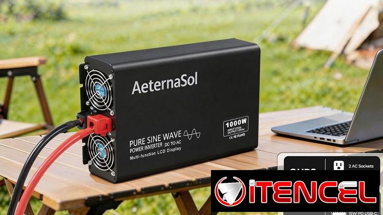 AeternaSol Inversor de onda sinusoidal pura 12v a 110v 1000W CC 2000W Pico