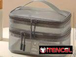 Bolsa Organizadora de Maquillaje de Gran Capacidad con Malla Transparente y Caja de Almacenamiento con Cremallera 3D