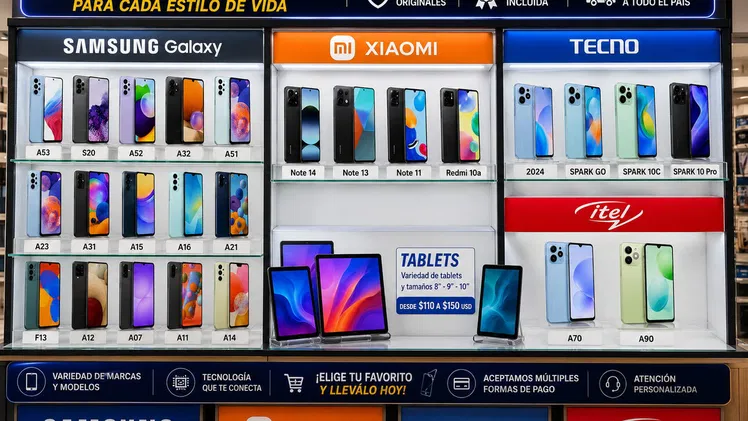Teléfonos nuevos, accesorios incluidos