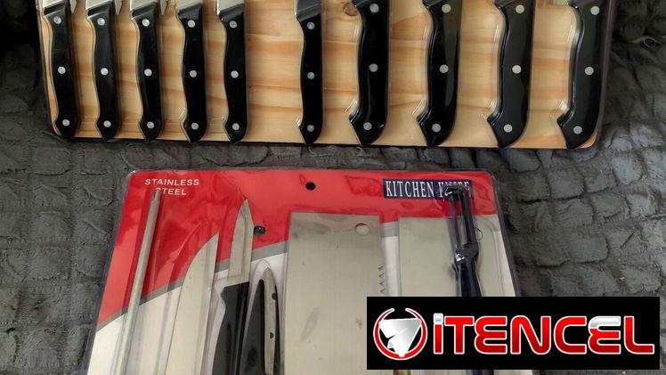 Juego de cuchillos de acero inoxidable con y sin tabla