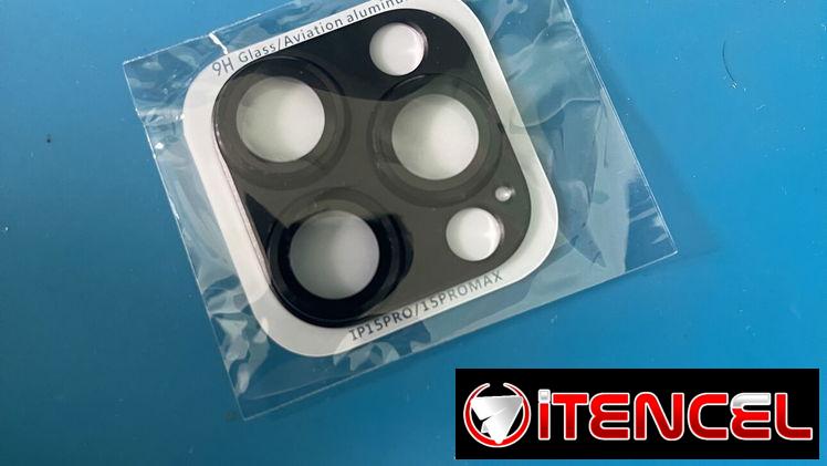 Micas 3D de aluminio y Cristal Negras para las cámaras traseras de la serie 15 completa de iPhone.