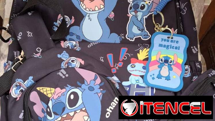 Set de mochila, merendero y cartuchera de Stitch
