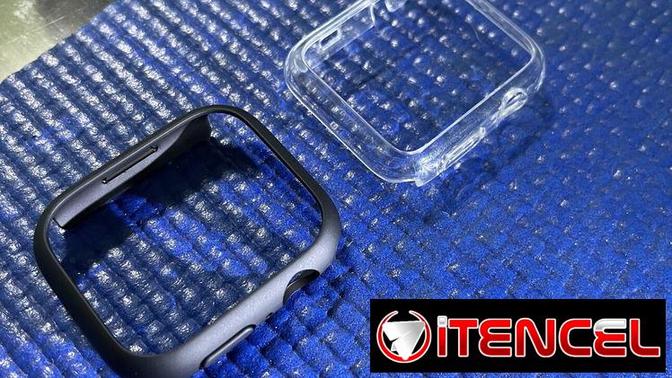 Marcos de protección rígidos negros y transparente para Apple Watch 44/45mm