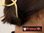 Pellizco de Metal color plateado con perla blanca 12. 5 cm Grande