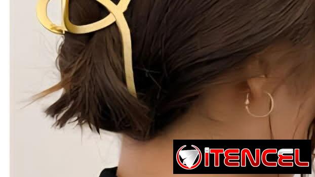 Pellizco de Metal color plateado con perla blanca 12. 5 cm Grande
