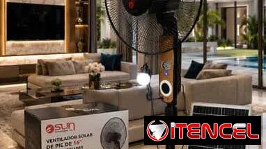 Ventilador recargable 16″ de Pedestal con Panel solar – (120usd) !!Hasta 10h al máximo!!
