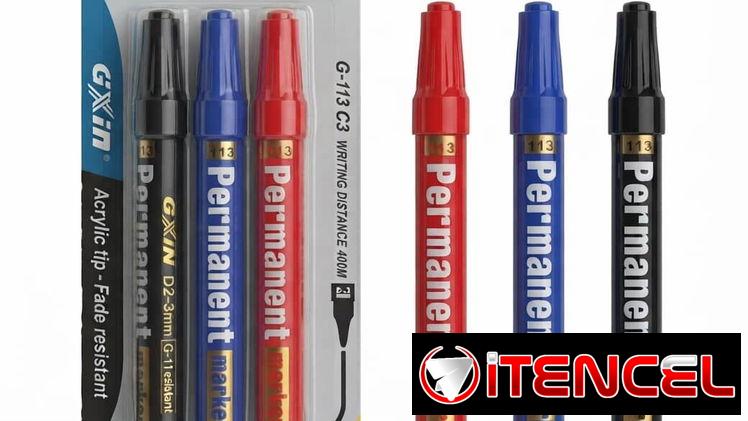 Juego de Marcadores Permanentes Negro, Azul y Rojo