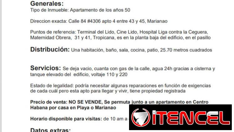 Tengo 2️⃣ apartamentos (Centro Habana 1️⃣/4️⃣ y Lido 1️⃣/4️⃣) que permuto por una casa en Playa o Marianao 2️⃣/4️⃣ — foto 1